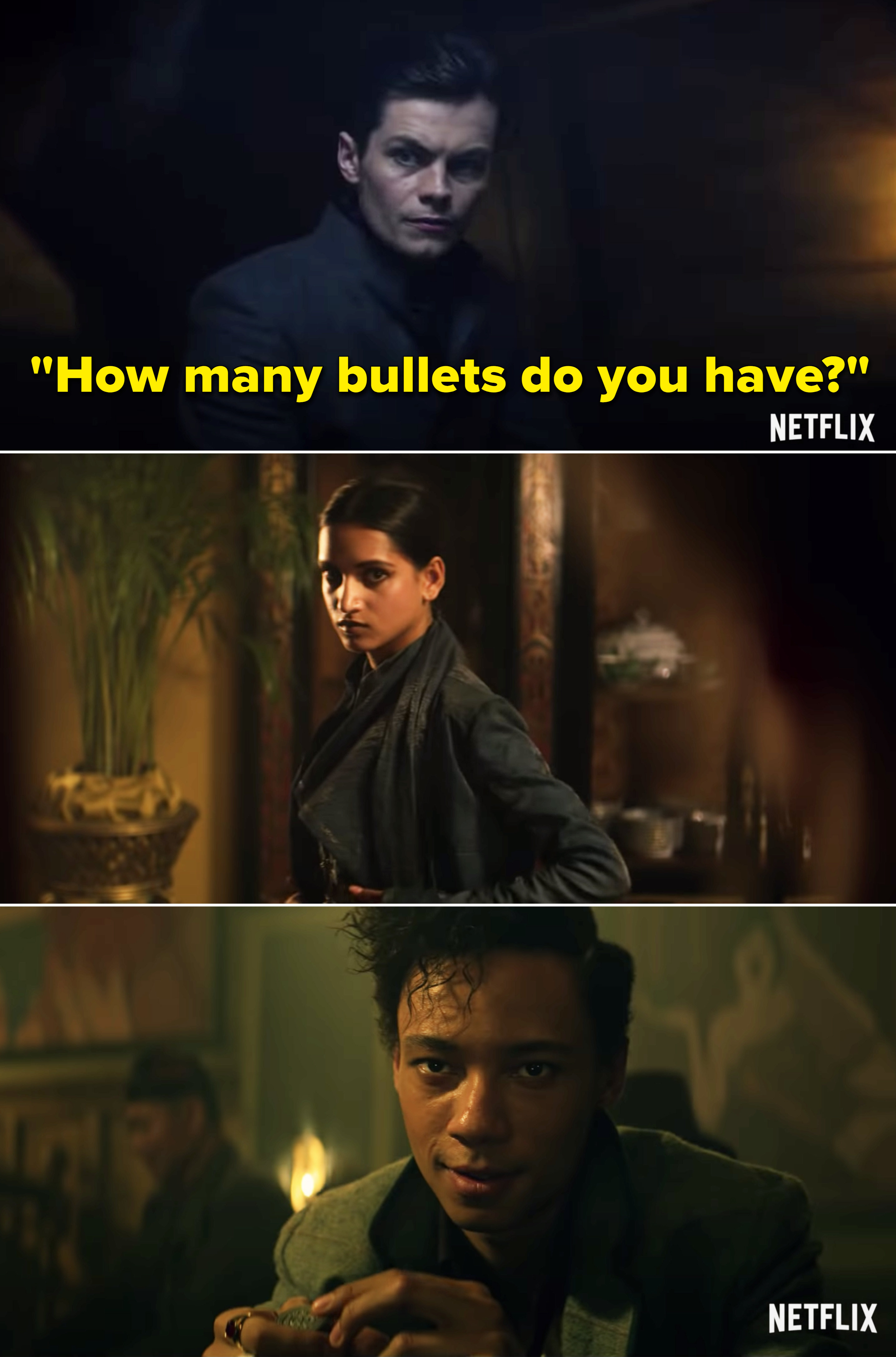 Kaz Brekker saying, &quot;How many bullets do you have?&quot;