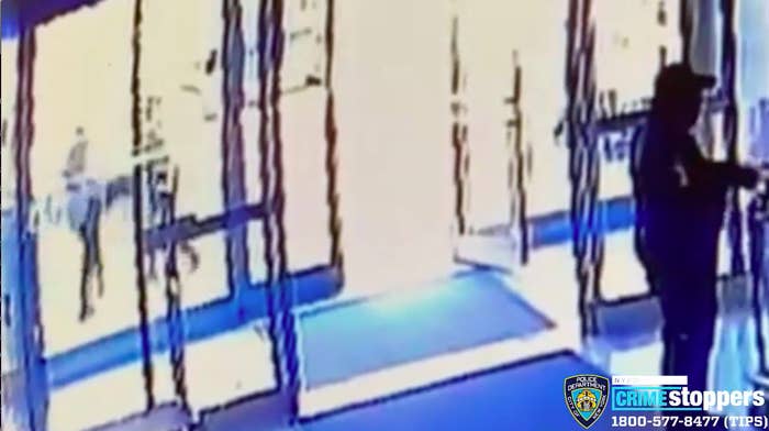 surveillance footage taken from inside the building