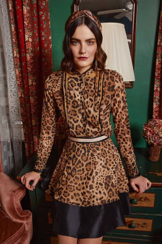 Ladies Leopard Animal Print Pattern Midi Dress Leggings Skirt Top Size 6-20  Brown