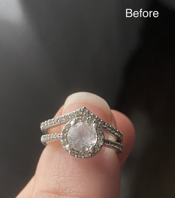 the diamond on a reviewer's ring looking fogged up