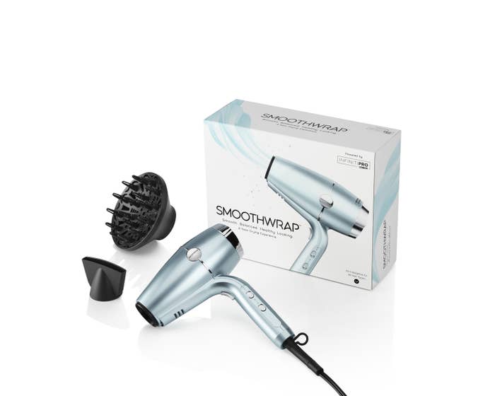 Smoothwrap™ hair dryer from InfinitiPRO by Conair® with packaging and attachments.