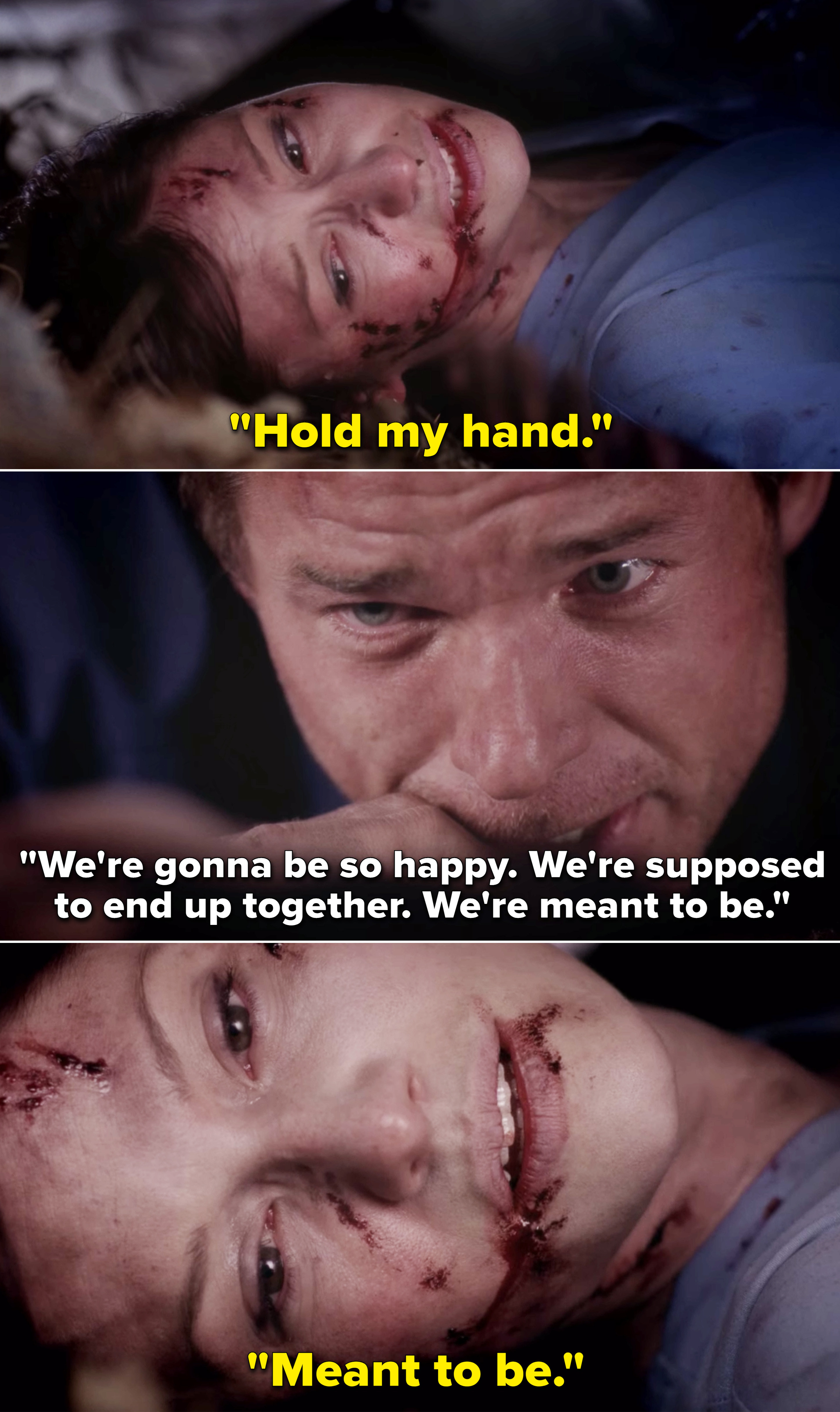 Mark holding Lexie&#x27;s hand and telling her, &quot;We&#x27;re gonna be so happy. We&#x27;re supposed to end up together. We&#x27;re meant to be&quot;