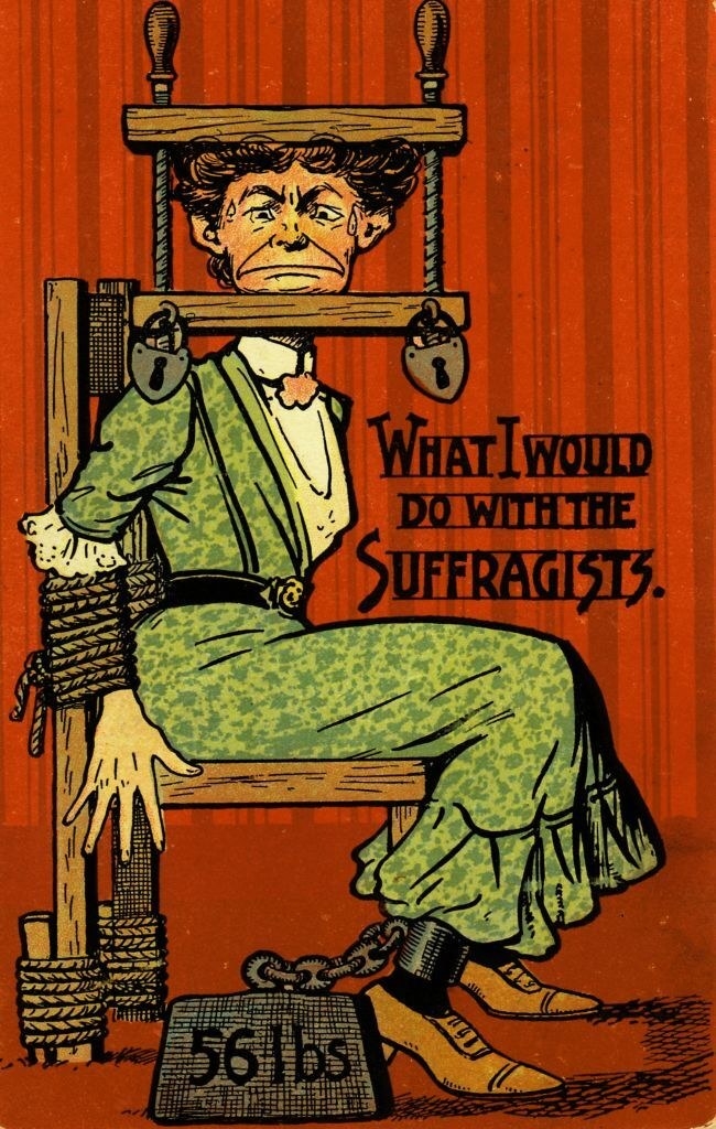 &quot;What I would do with the suffragists,&quot; written next to a woman being tortured