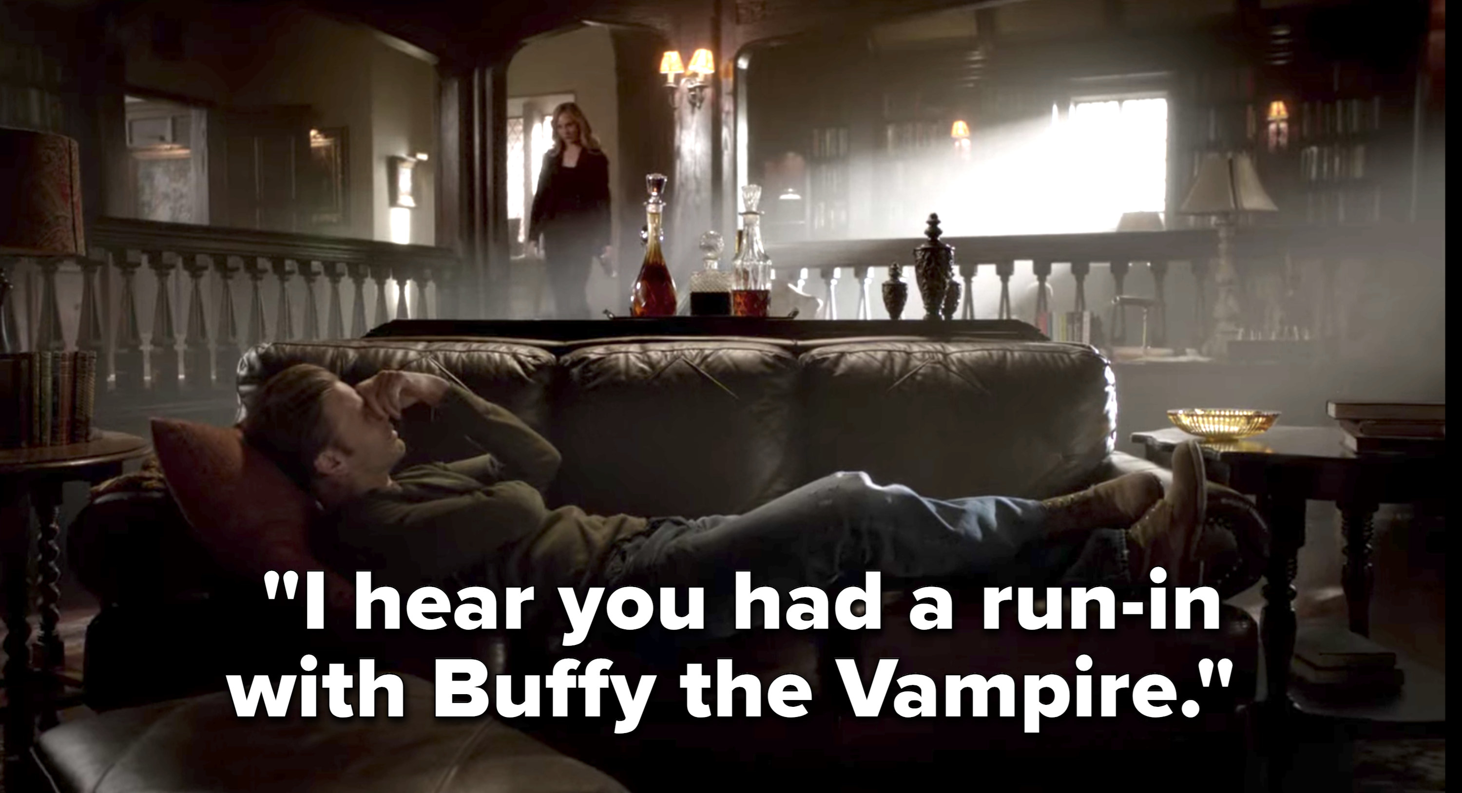 Caroline says to Alaric, &quot;I hear you had a run-in with Buffy the Vampire&quot;