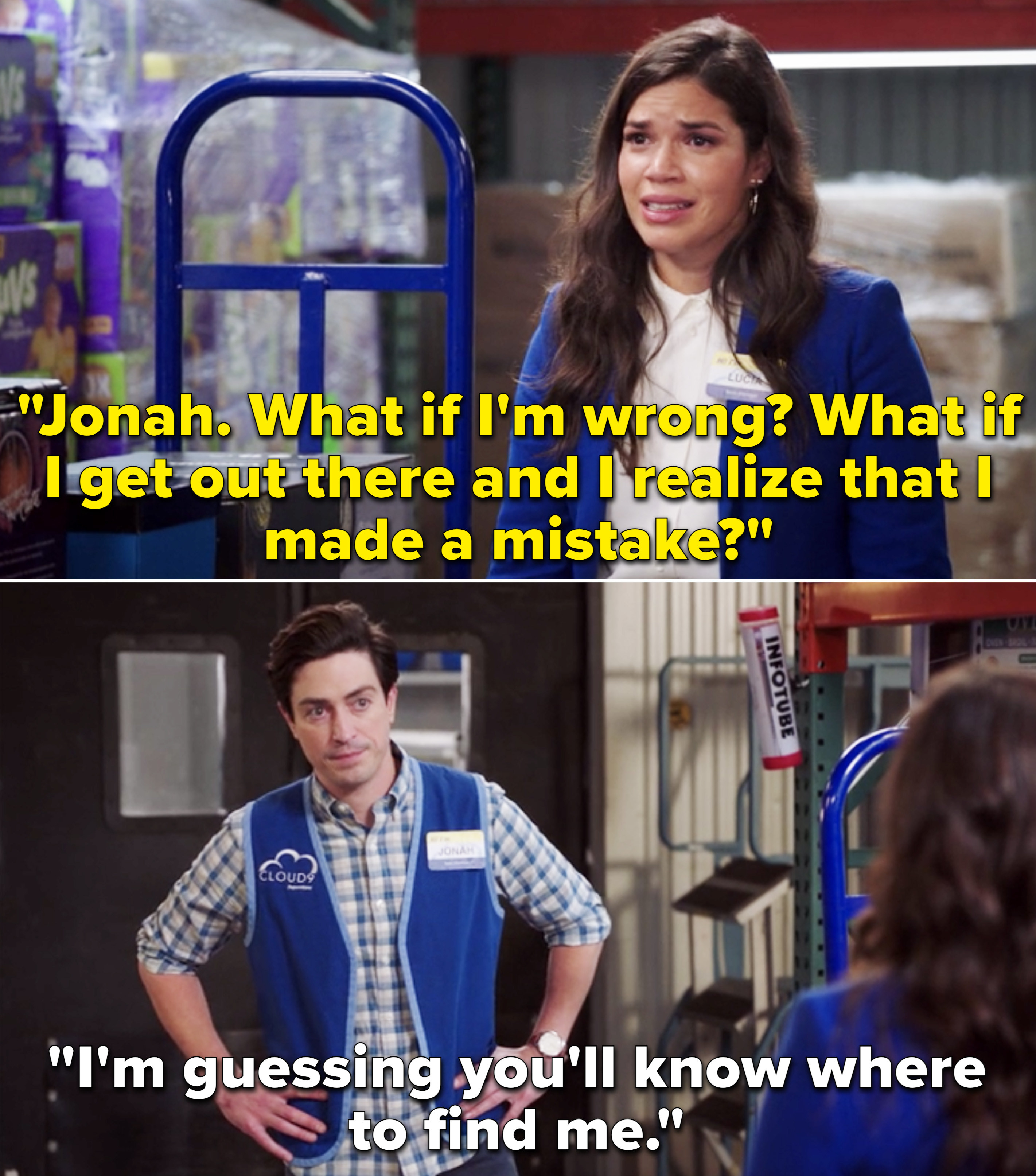 Amy telling Jonah, &quot;What if I&#x27;m wrong? What if I get out there and I realize that I made a mistake?&quot;