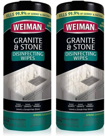 a two pack of granite cleaning wipes