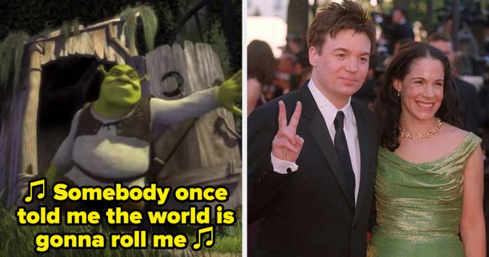 The opening of "Shrek"; Mike Myers and Vicky Jenson at the Venice Film Festival premiere of "Shrek"