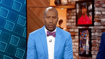 Bruce Bowen wearing a bow-tie and expressing surprise