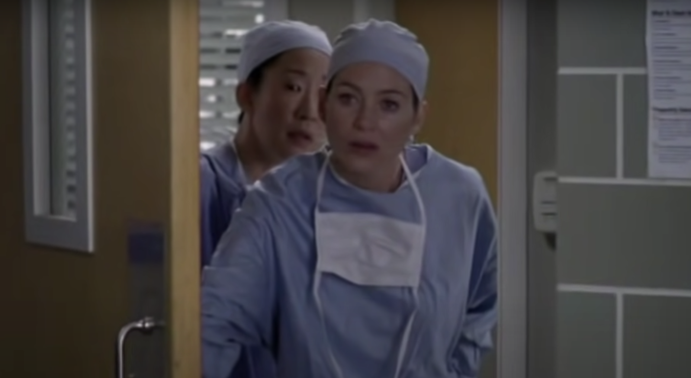 Meredith and Cristina in surgical gear in &quot;Grey&#x27;s Anatomy&quot;