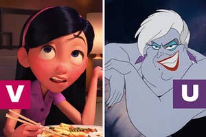 violet parr on the left and ursula on the right
