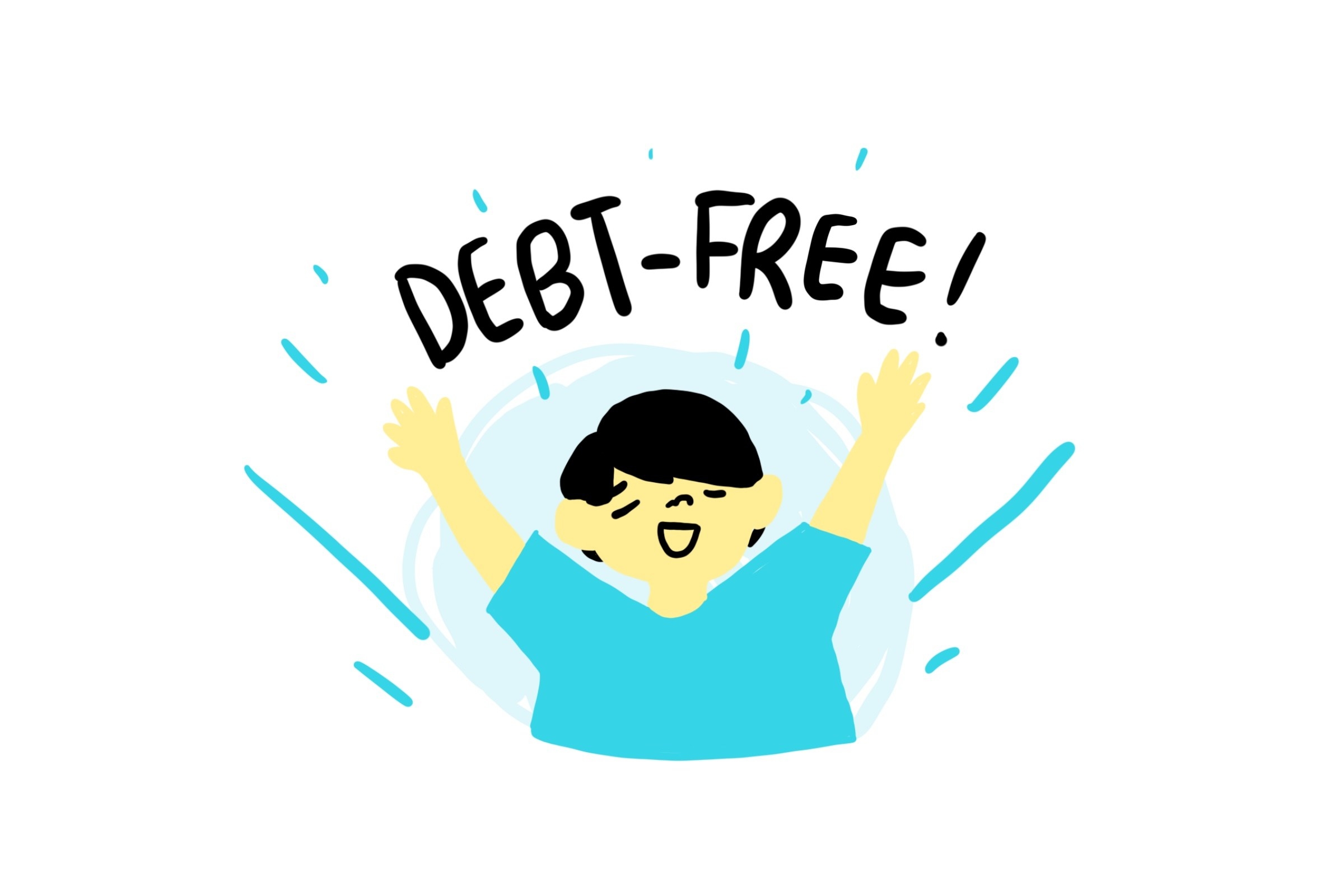 Person celebrating becoming debt-free