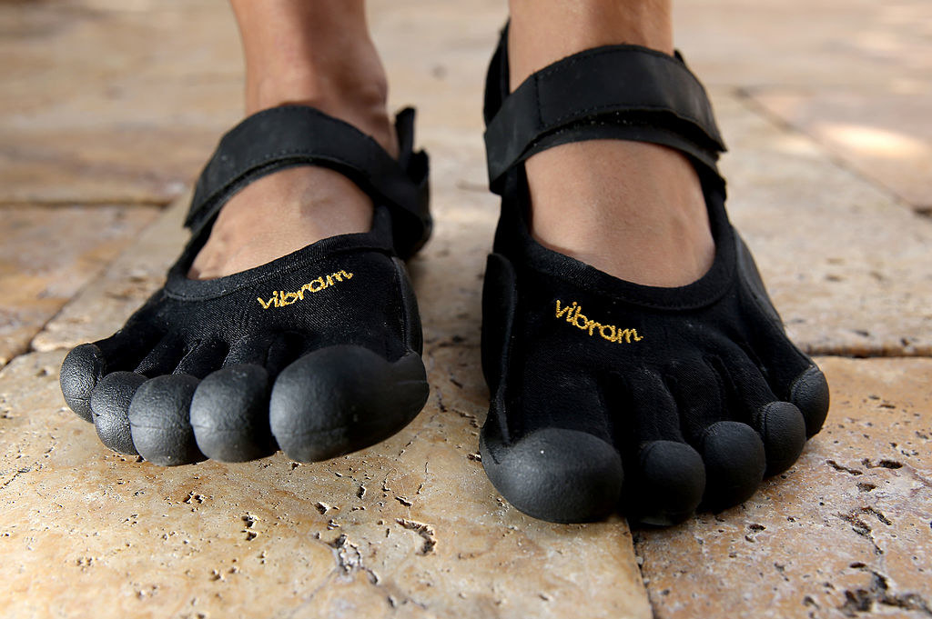 A pair of FiveFinger shoes, aka those feet shoes made to show off someone&#x27;s individual toes