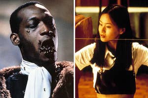 Candyman and his mouth full of bees in "Candyman" side by side with the murderous Asami in "Audition" 