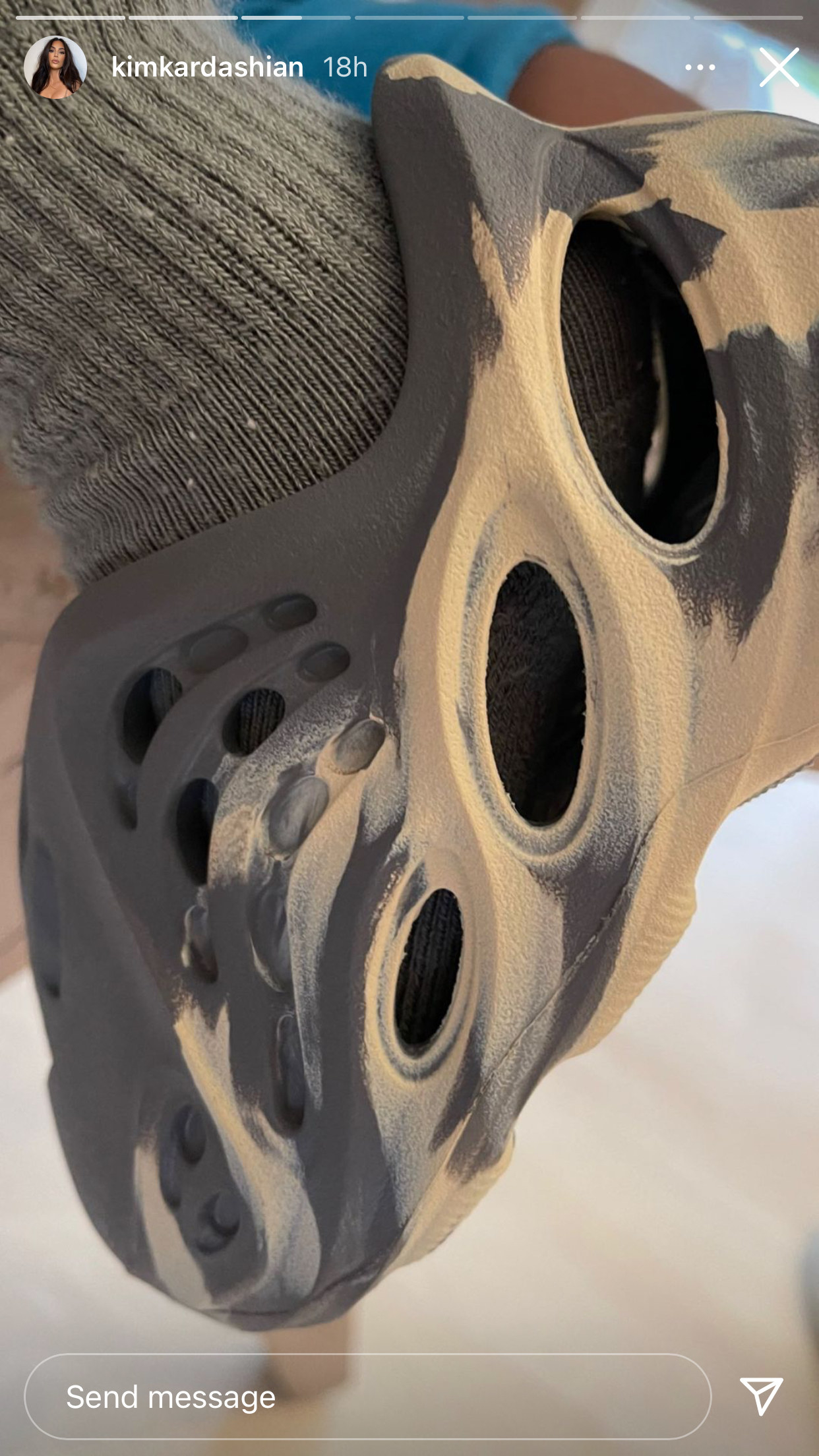 A close-up view of a Yeezy Foam Runner shoe