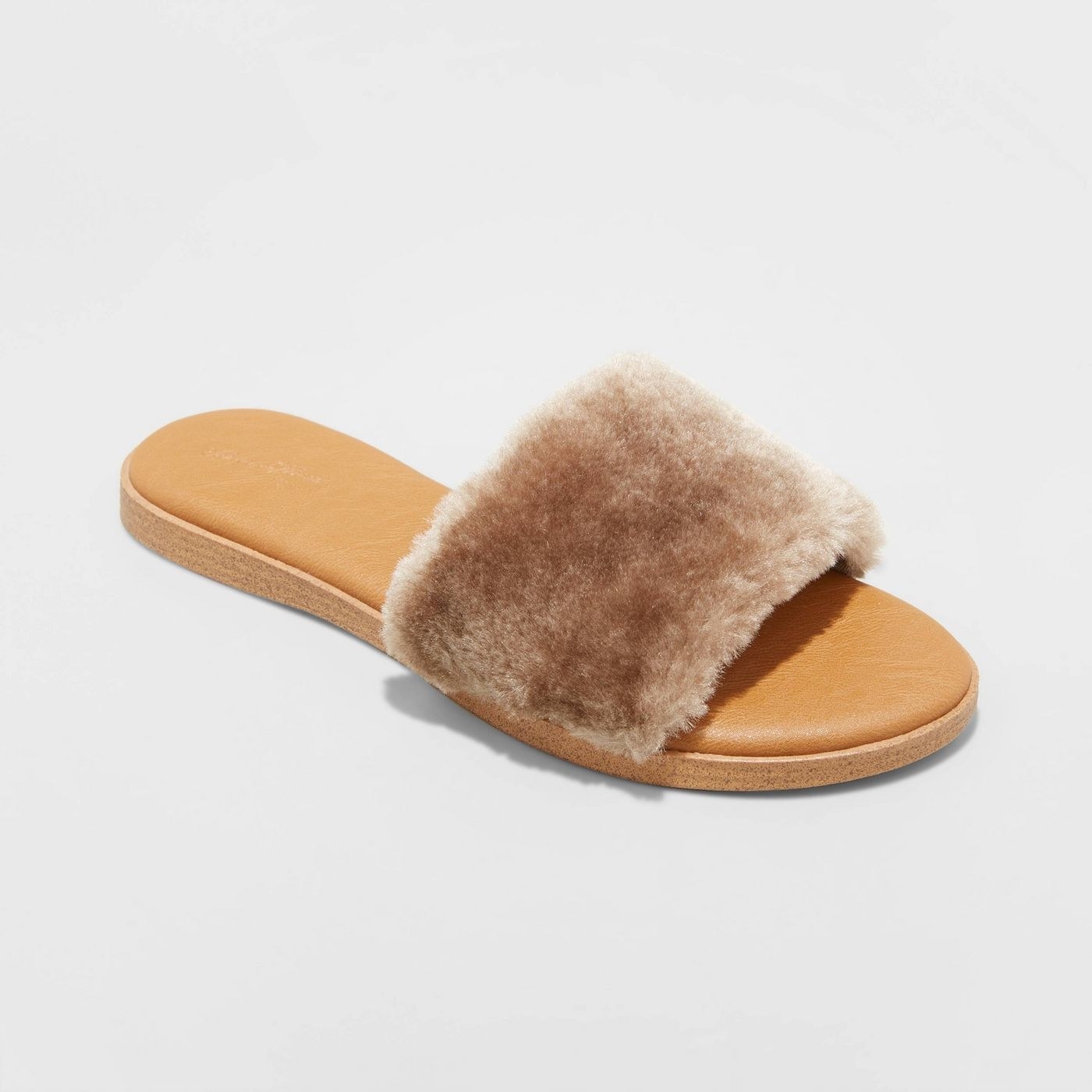 Faux fur slide sandals