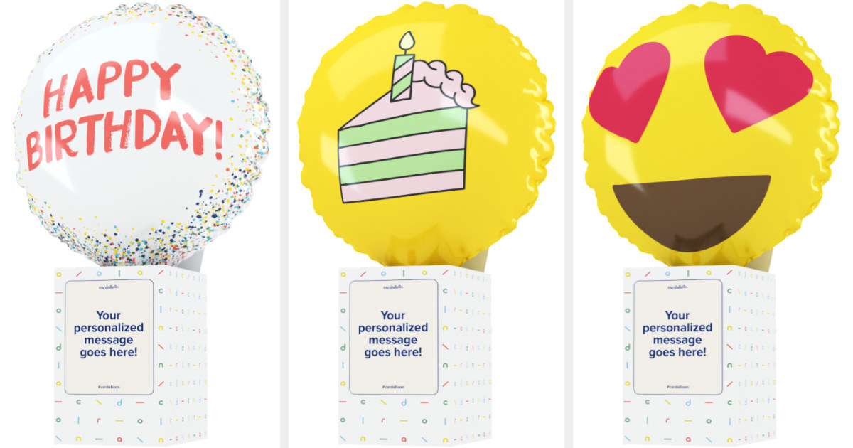 a happy birthday, a birthday cake, and a heart eyes emoji cardalloon