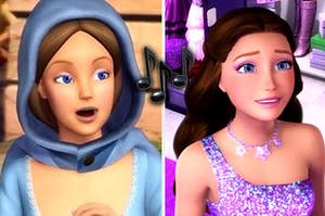Erica from princess and the pauper on the left and kiera from princess and the popstar on the right