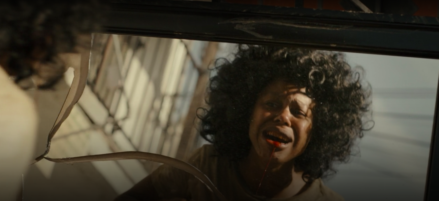 Wanda&#x27;s mouth is bleeding in a scene from &quot;Snowfall&quot;