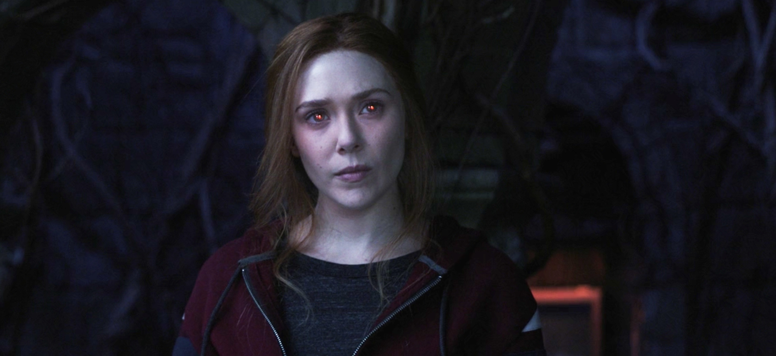 Wanda&#x27;s eyes glowing red in &quot;WandaVision&quot;