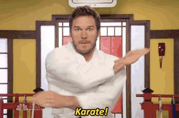 Chris Pratt doing karate