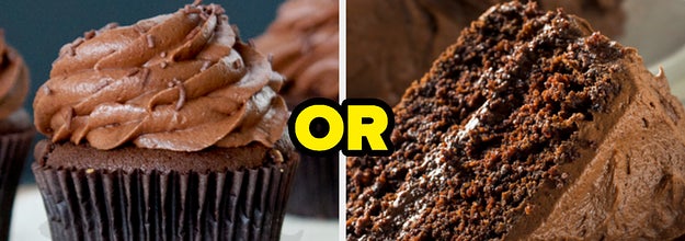 Chocolate cupcake and chocolate cake with the word
