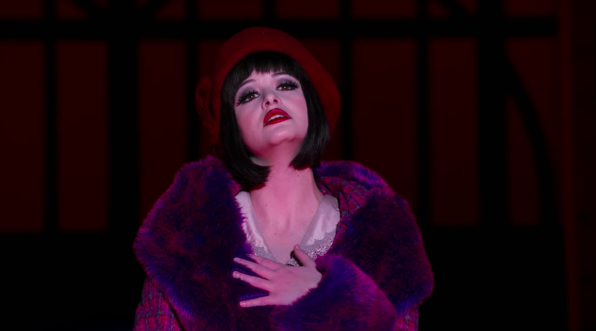 Max performing in the lead musical in cabaret wig and fur coat