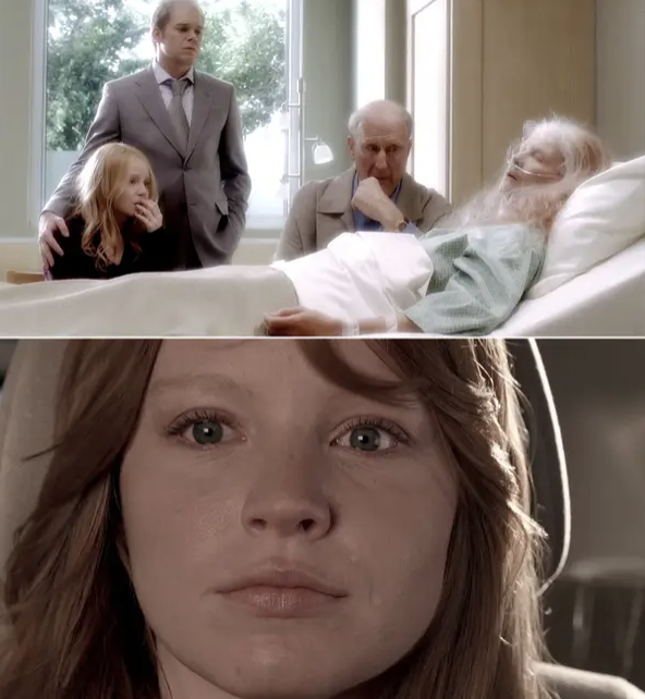 Claire Fisher at her mother&#x27;s deathbed with her brother and as a young girl