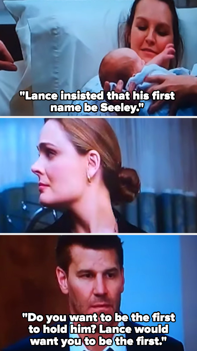 Daisy says Lance insisted the baby&#x27;s first name be Seeley, then asks Booth if he wants to hold him