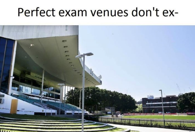 A picture of Wentworth Park; it is caption &quot;Perfect exam venues don&#x27;t ex-&quot;