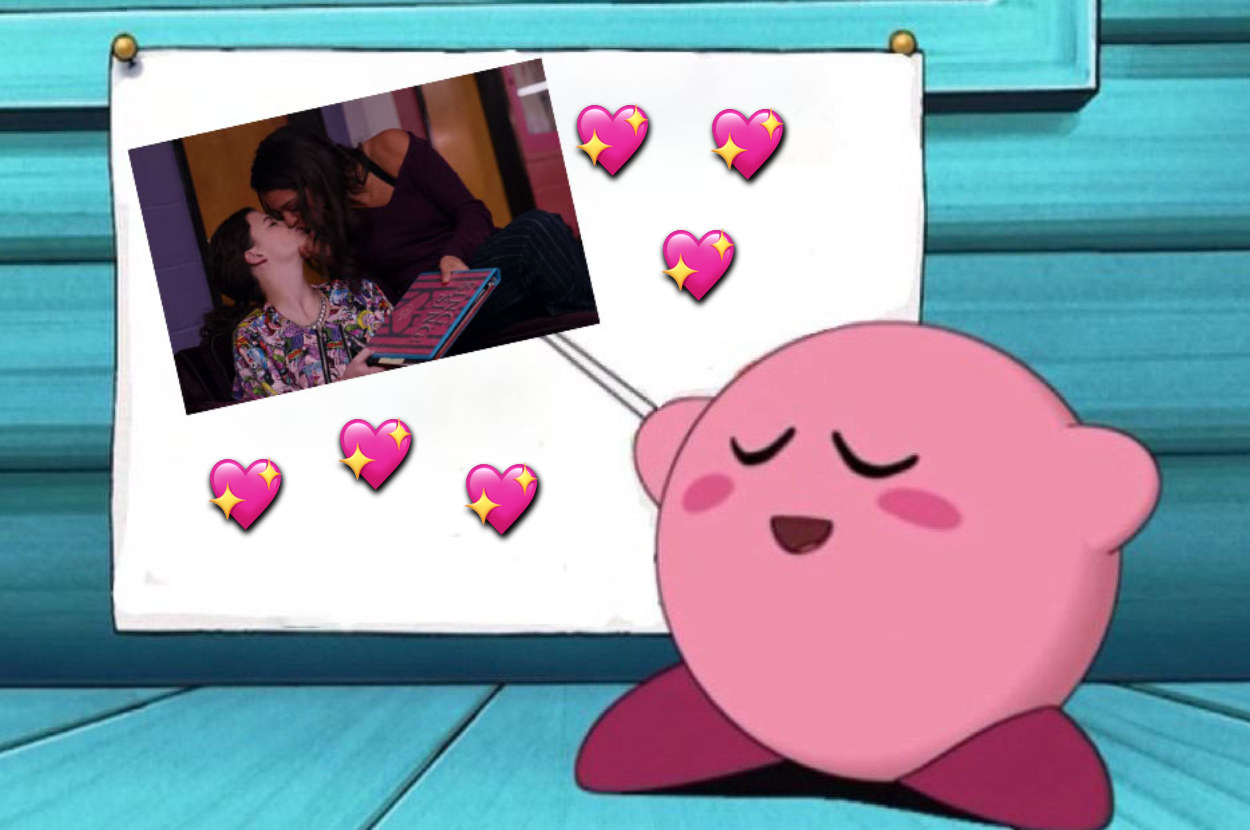 meme of Kirby pointing to picture of Sophie and Max 