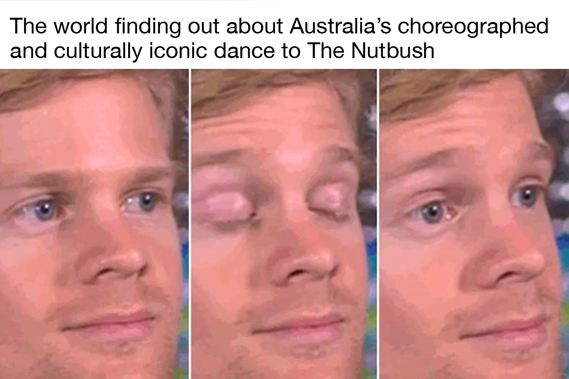 Blinking guy meme with the caption
