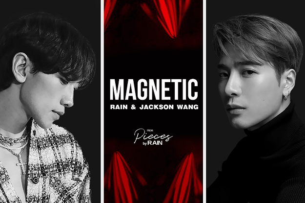 Rain and Jackson Wang with the album cover for their single magnetic