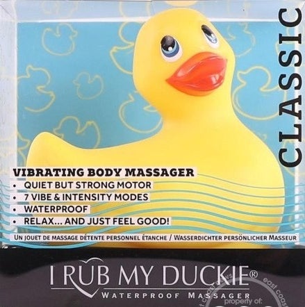 Classic yellow rubber duck in packaging 