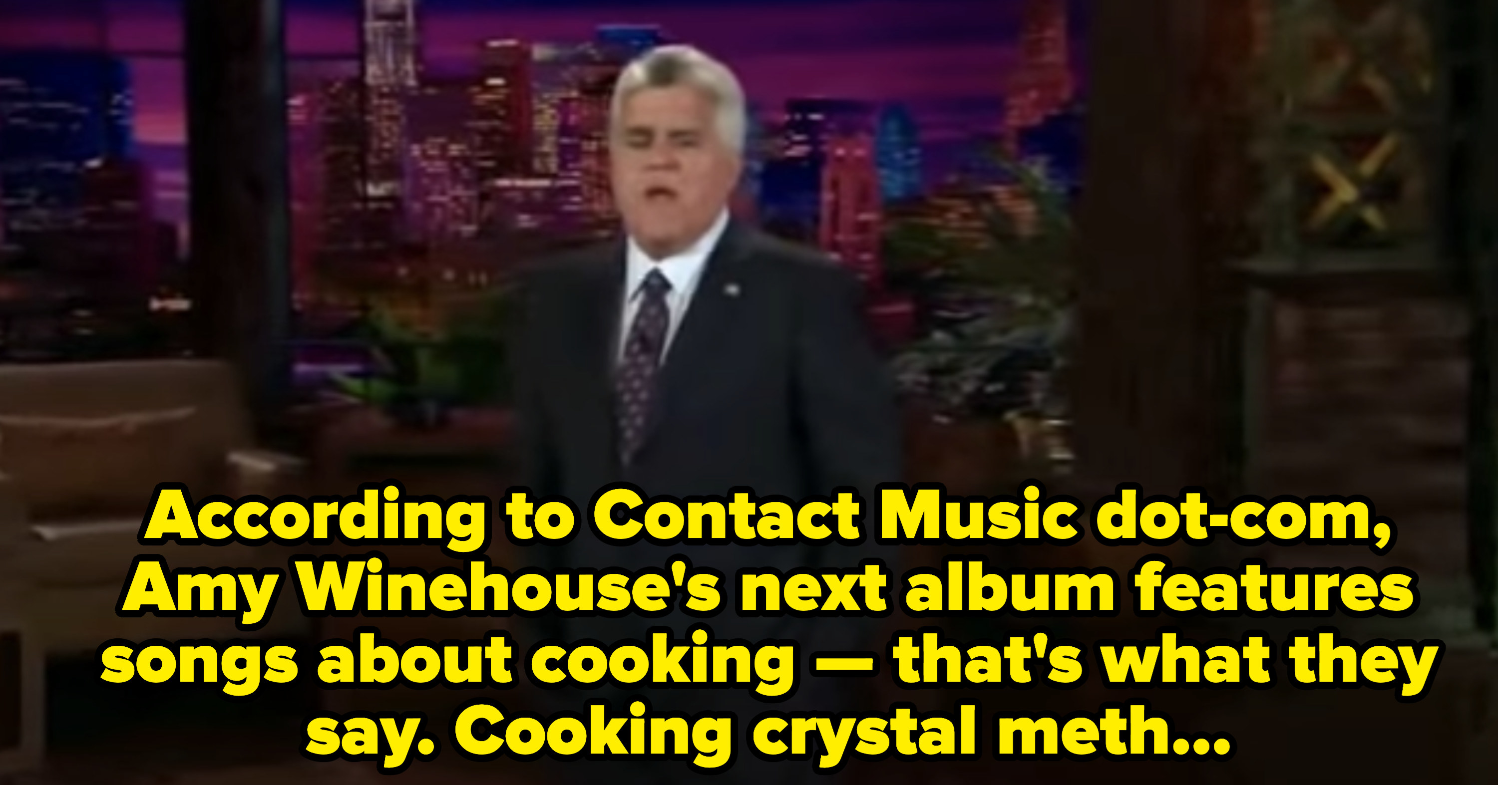 Leno making a horrible joke that Winehouse&#x27;s album is about cooking crystal meth