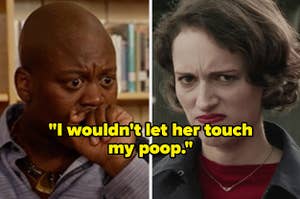 "I wouldn't let her touch my poop" over scared Titus Burgess and grossed out Phoebe Waller-Bridge