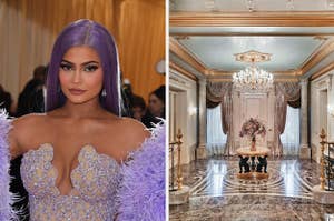 Kylie Jenner arrives for the 2019 Met Gala and a grand marble entry way.