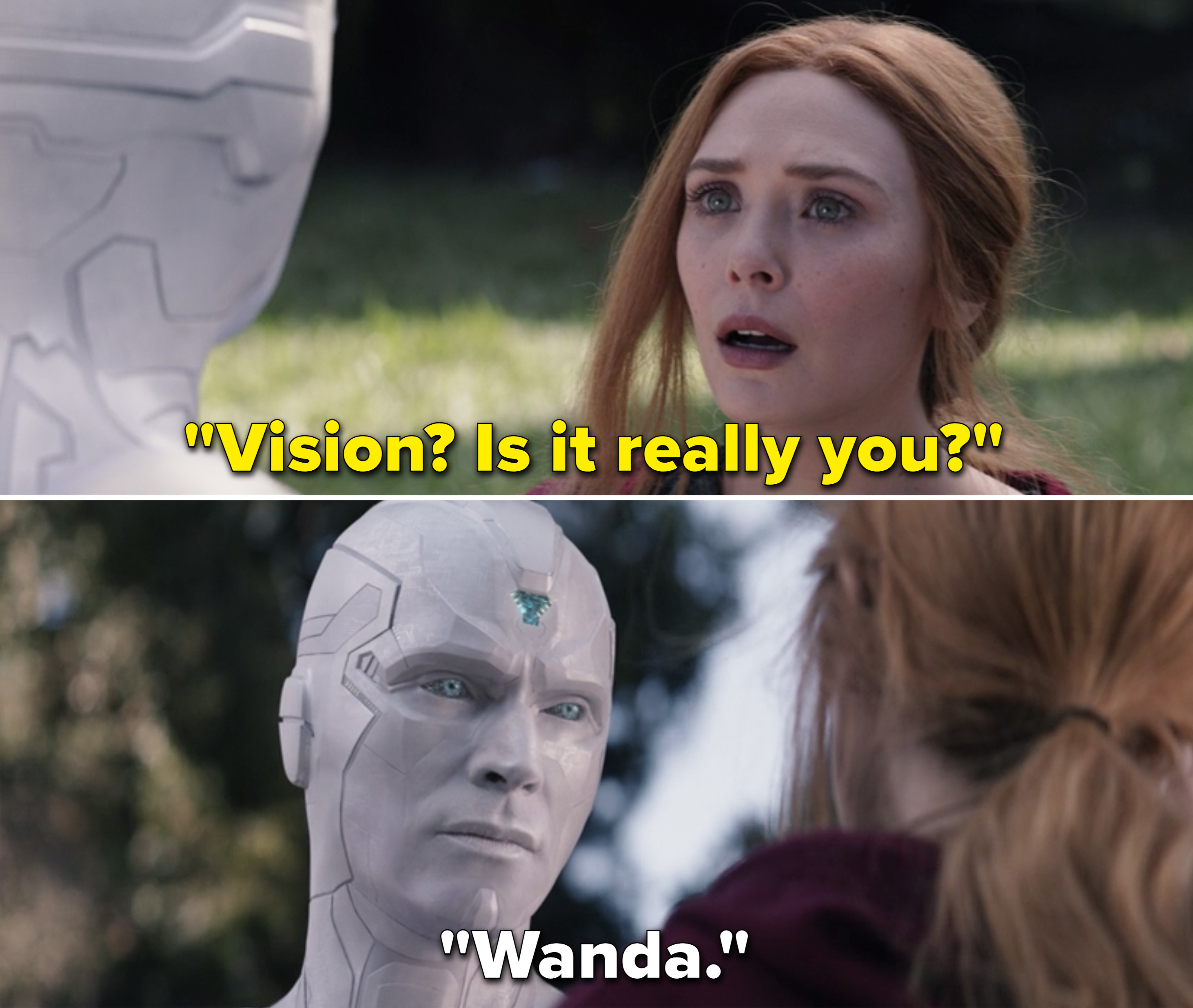 Wanda saying, "Vision? Is it really you?"