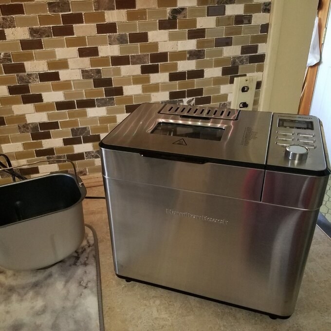 a reviewer&#x27;s photo of the stainless steel bread maker