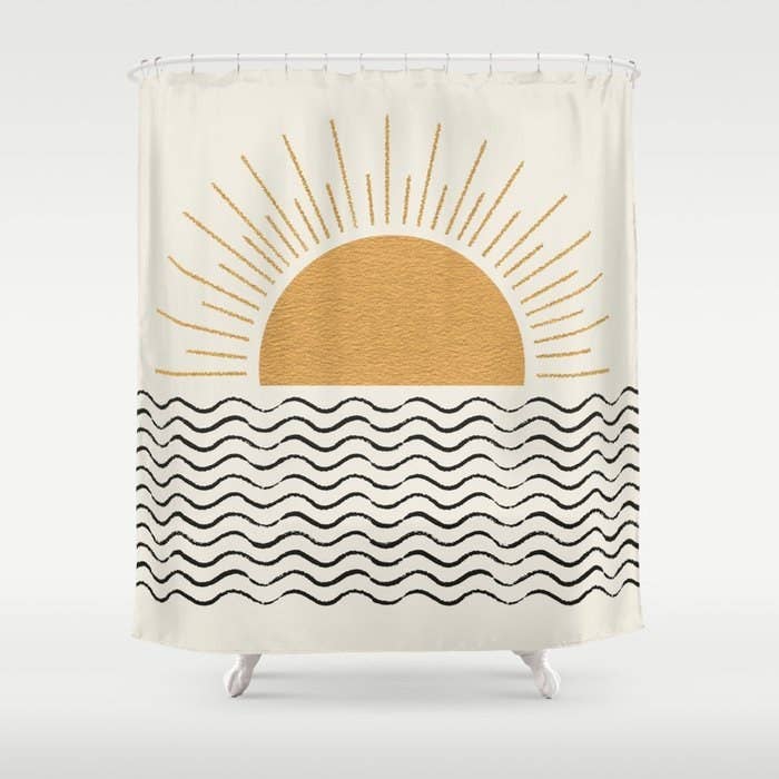 Shower curtain with sunrise pattern