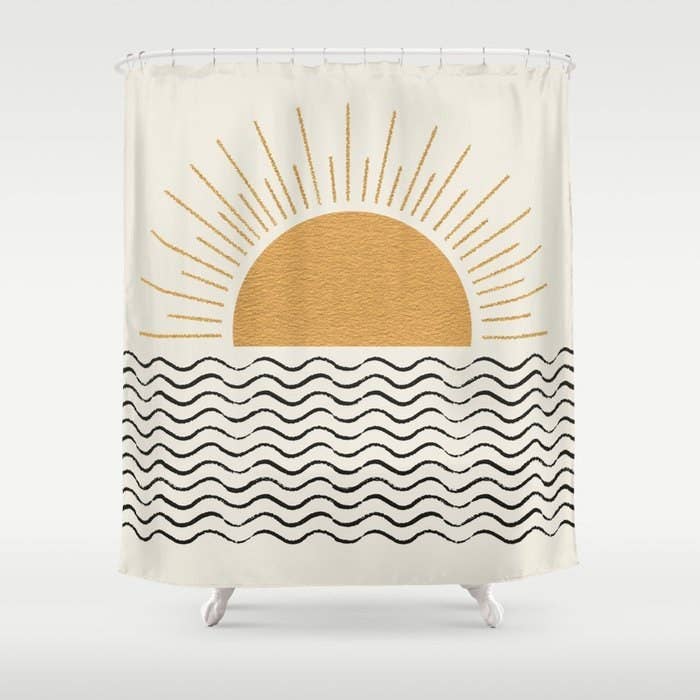 Shower curtain with sunrise pattern 