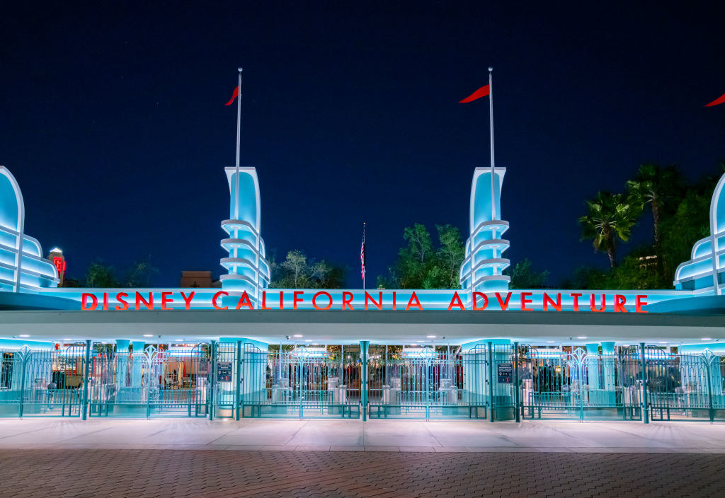 An empty California Adventure at night 