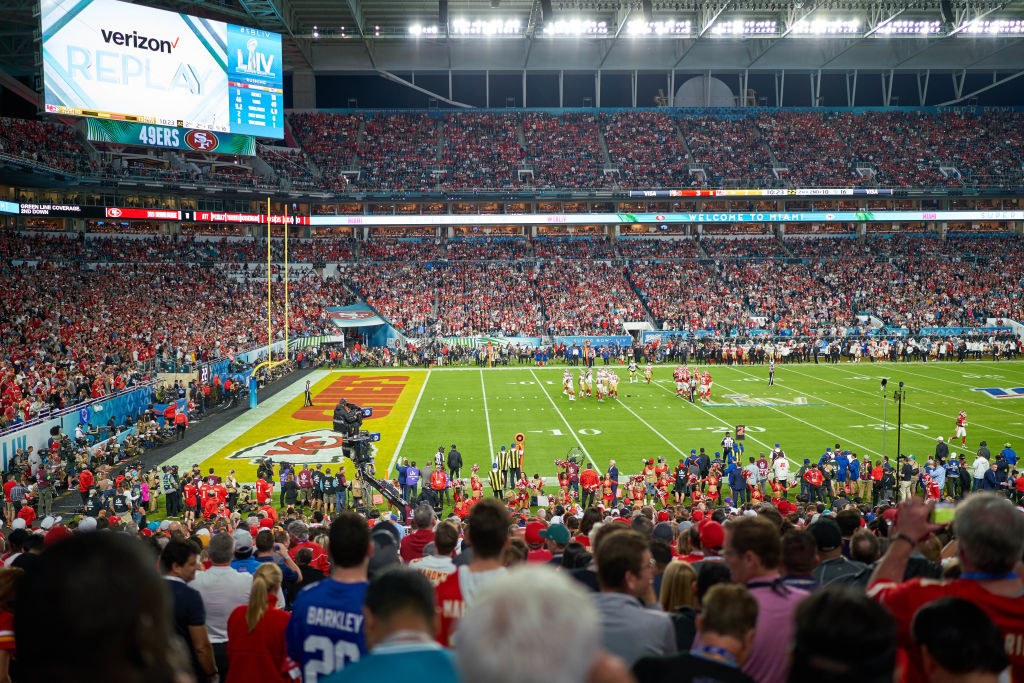 The stadium is filled with spectators