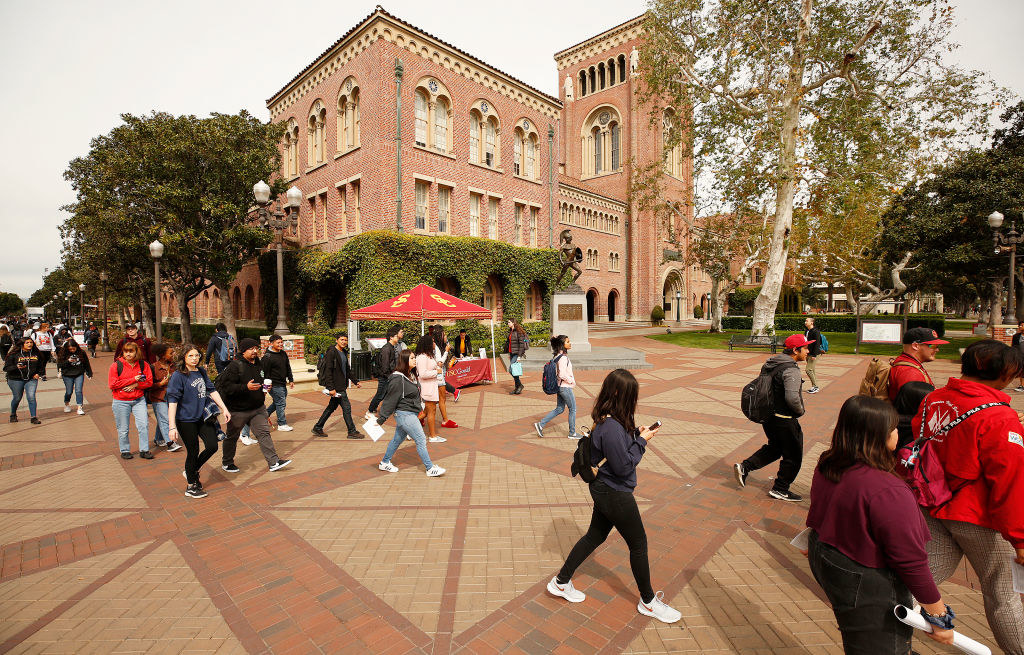 Students milling about campus