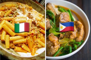 Italian pasta; Filipino stew