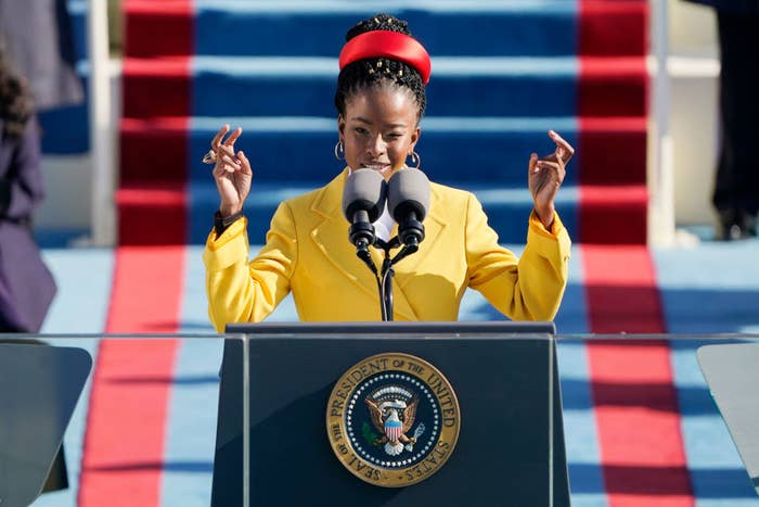 Amanda speaking at the Presidential Inauguration