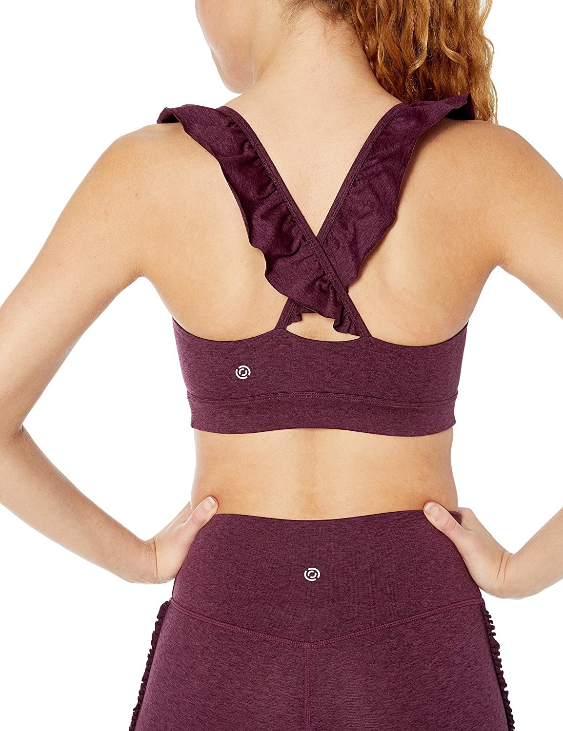 The plum-colored bra with ruffles on the straps
