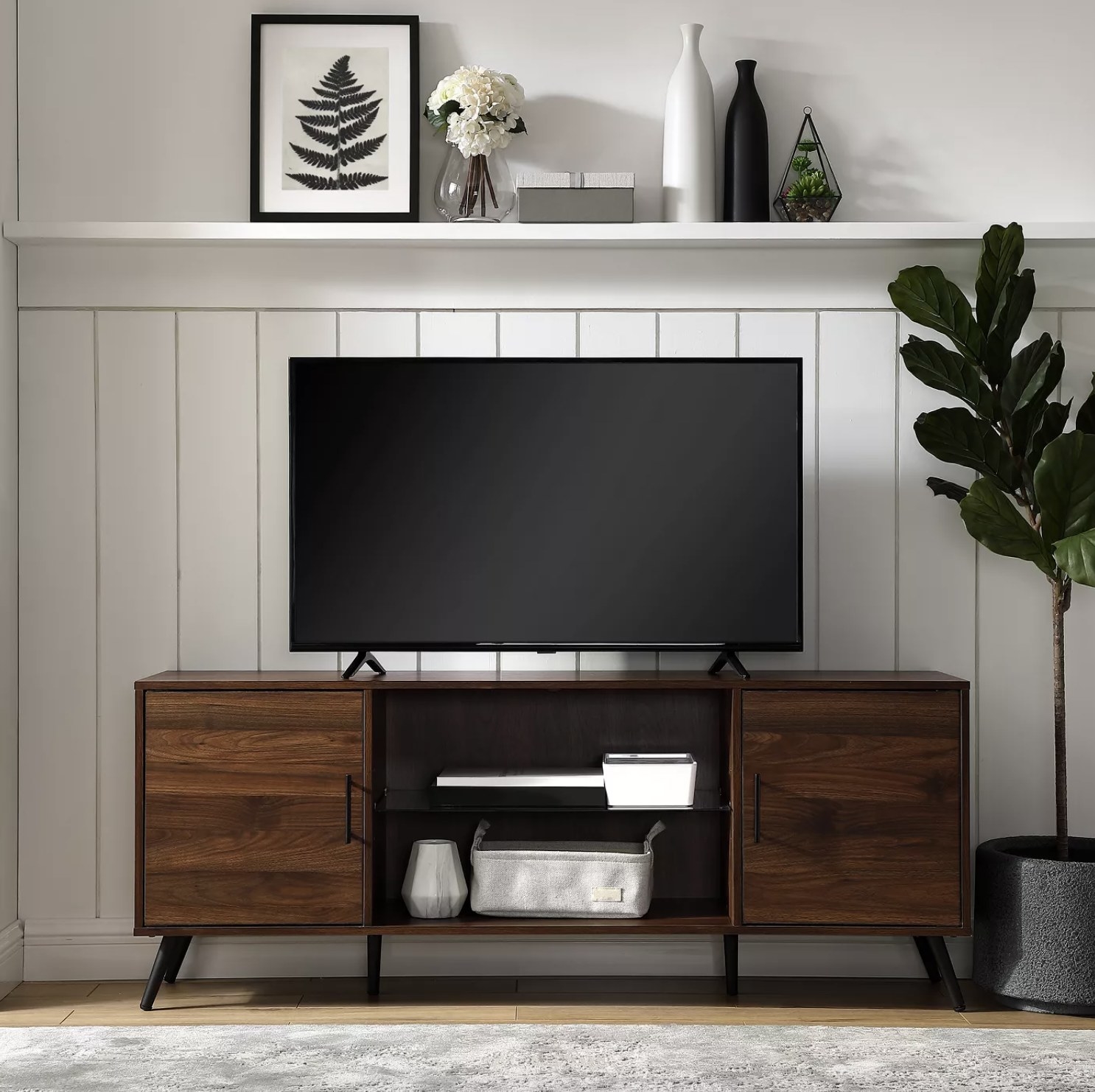 TV stand in living room.