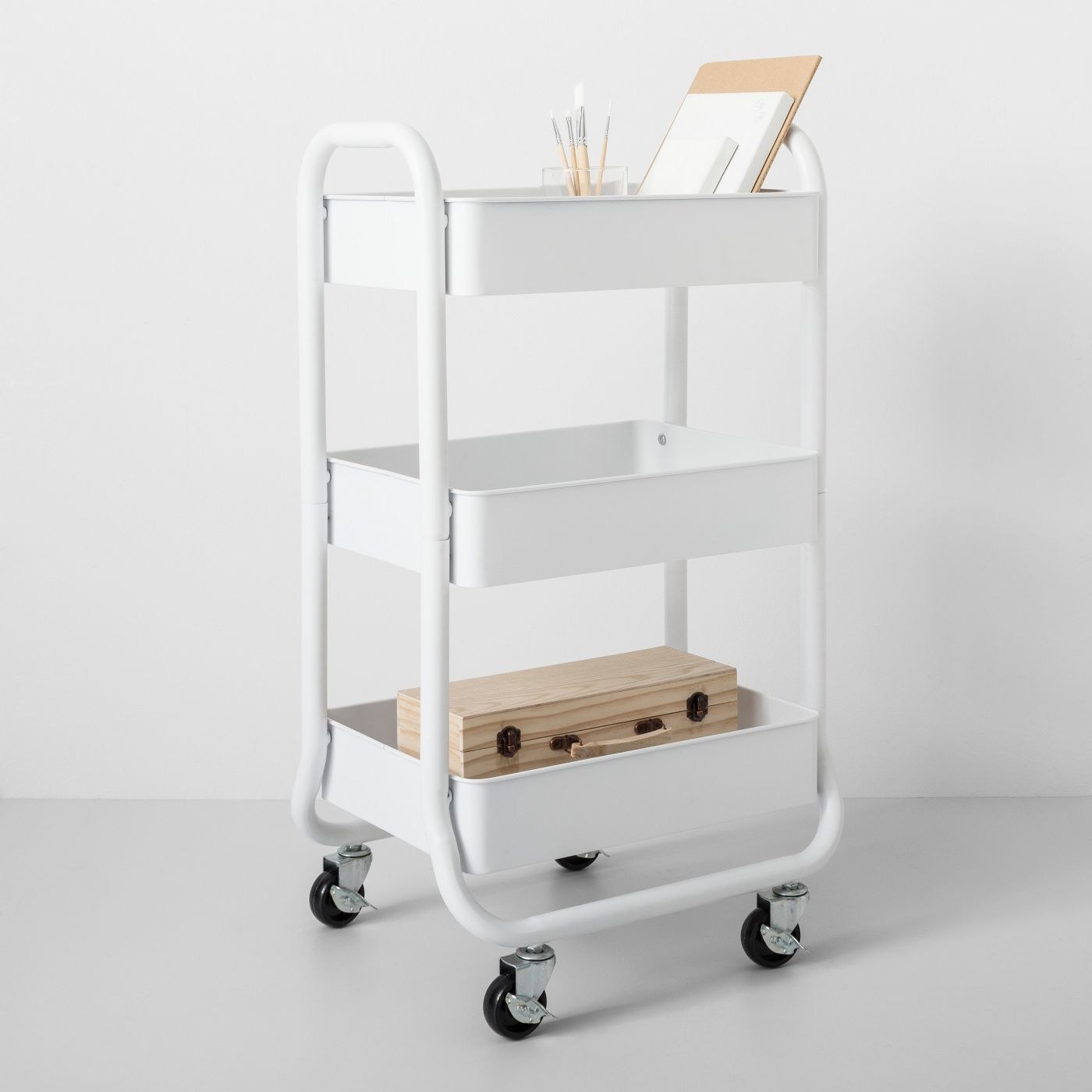 White cart with black casters