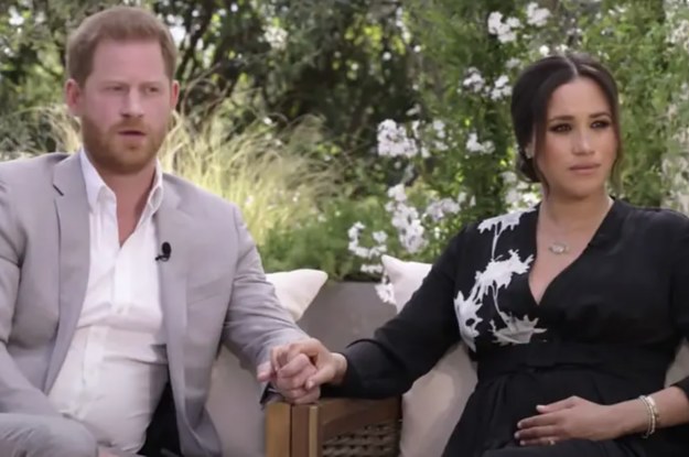 A still of Harry and Meghan in their interview