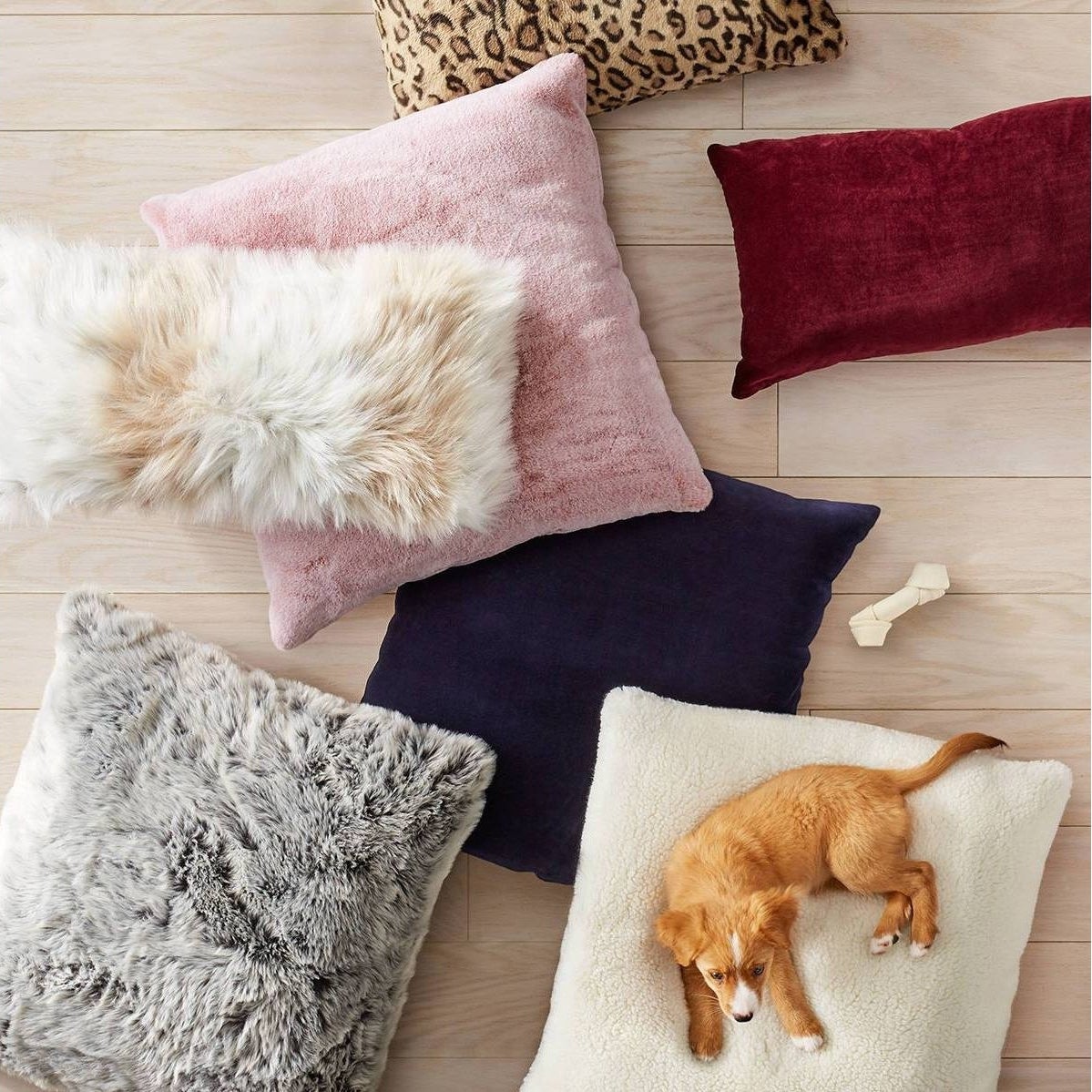 Colorful faux fur pillows